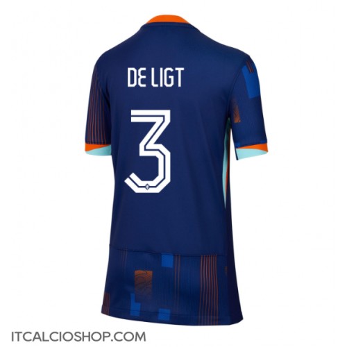 Olanda Matthijs de Ligt #3 Seconda Maglia Femmina Europei 2024 Manica Corta